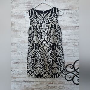 Alice + Olivia Clyde Black and Cream Mini Shift Dress